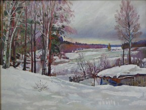 «Зима на Зырянке»<br/>2012 г., 58 x 90, холст/масло