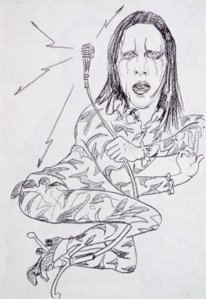«Мэрилин Мэнсон»<br/>из серии "Узнай звезду"<br/>2008 г., 40 x 30<br/>бумага/угольный карандаш