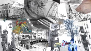 «Звуки города» серия №1<br/> 2012, 42x60, коллаж, комп. графика
